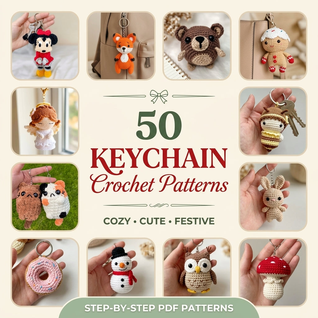 Keychain Crochet Pattern Bundle – Set 1 (50 Patterns)