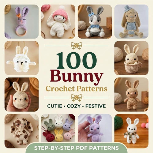Bunny Christmas Crochet Pattern Bundle – Set 2 (100 Patterns)