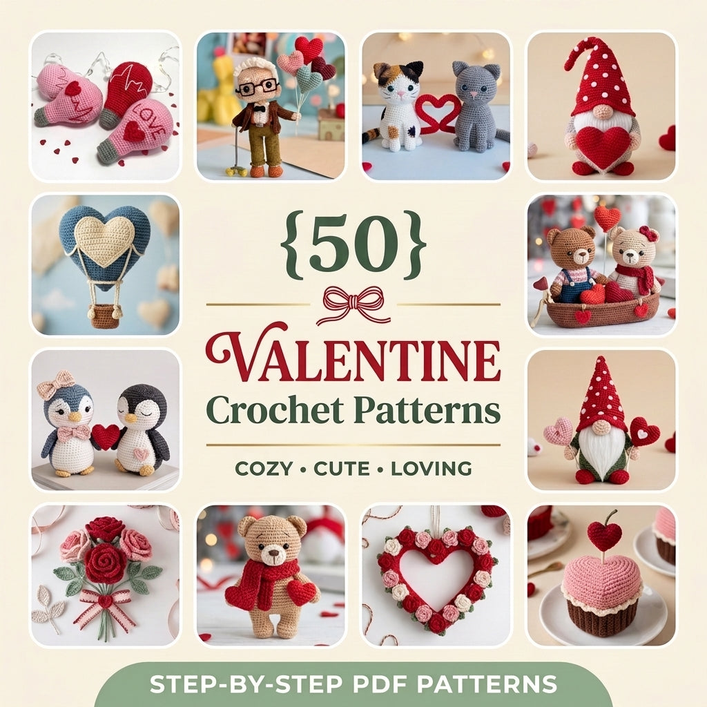 Valentine Crochet Pattern Bundle – Set 1 (50 Patterns)