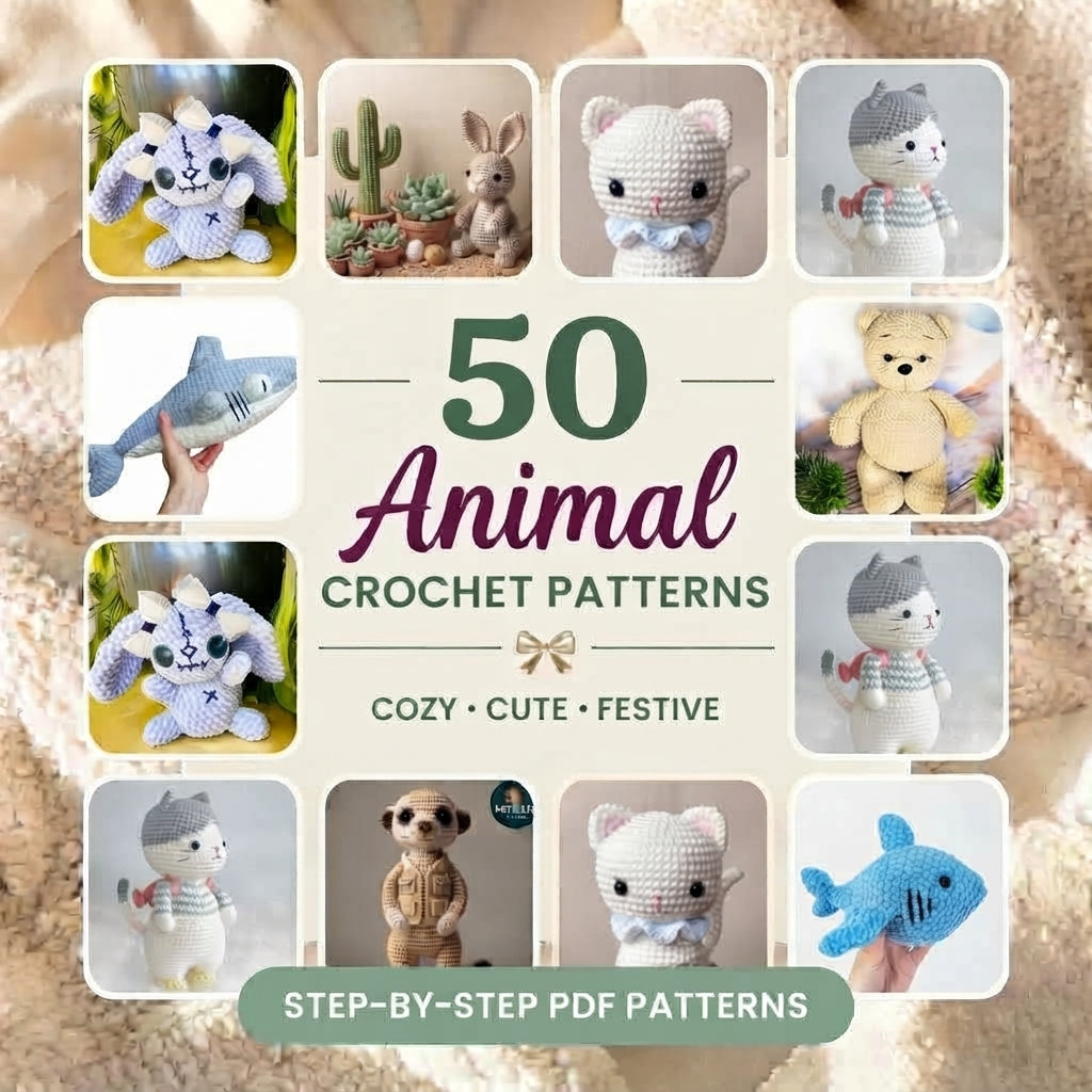 Animal Crochet Pattern Bundle – Set 3 (50 Patterns)
